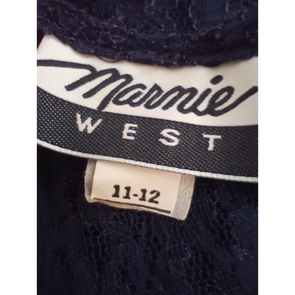 1990s Sheer Lace Dress Medium Navy Blue Button Up Fairy Whimsigoth Romantic - Picture 10 of 11